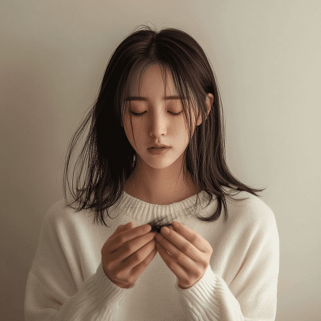 Maxdm 35611 korean woman standing alone worry about her hair 97cdccf5 909c 4e93 9dce d76b32aa361d 0 min